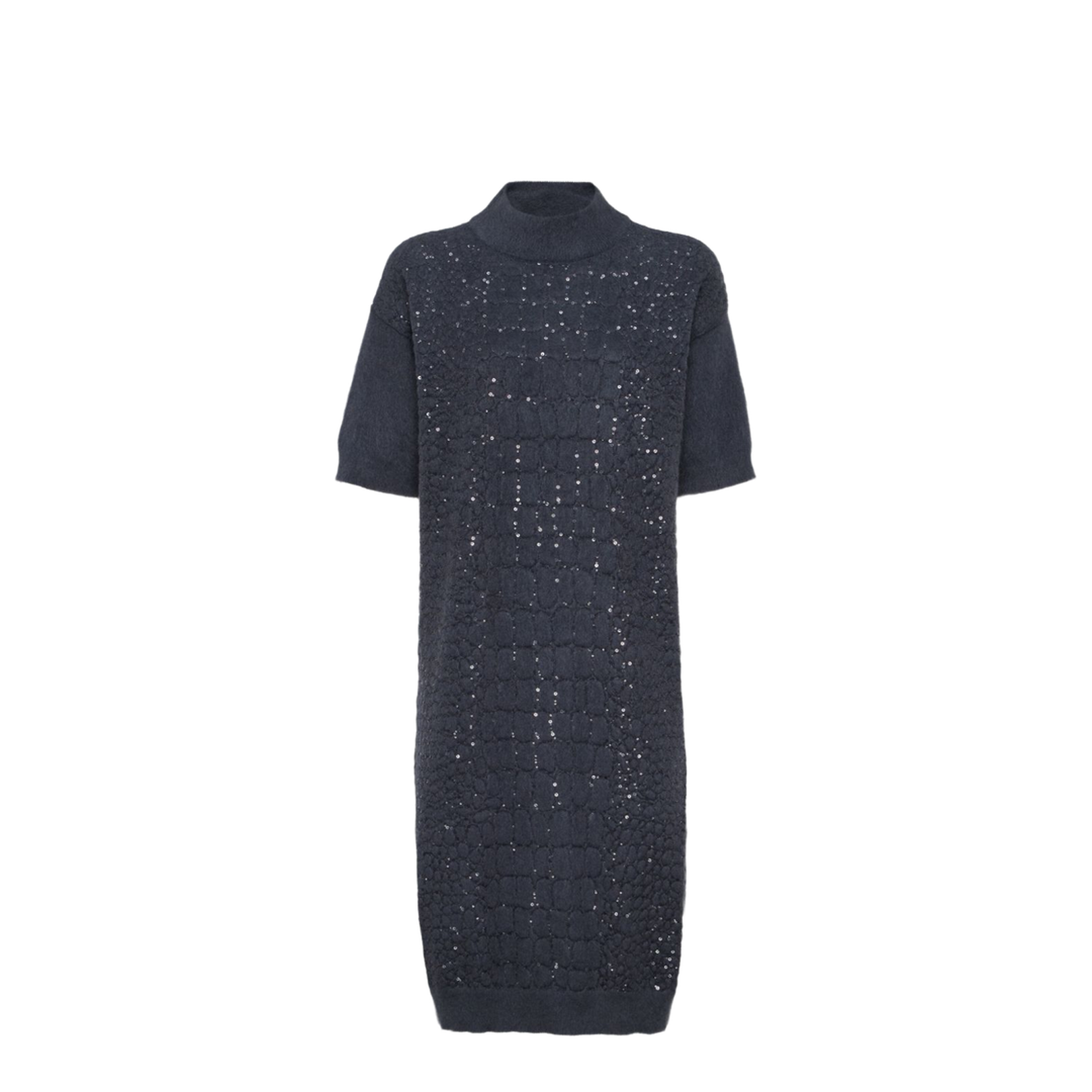Dress with Dazzling Croc Motif in Navy Blue