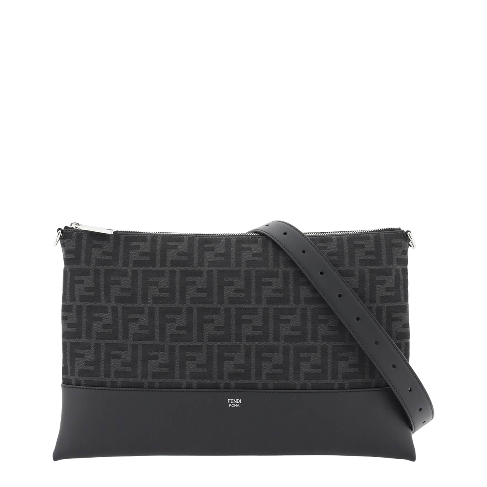 Diagonal Medium Leather Crossbody Bags - Black
