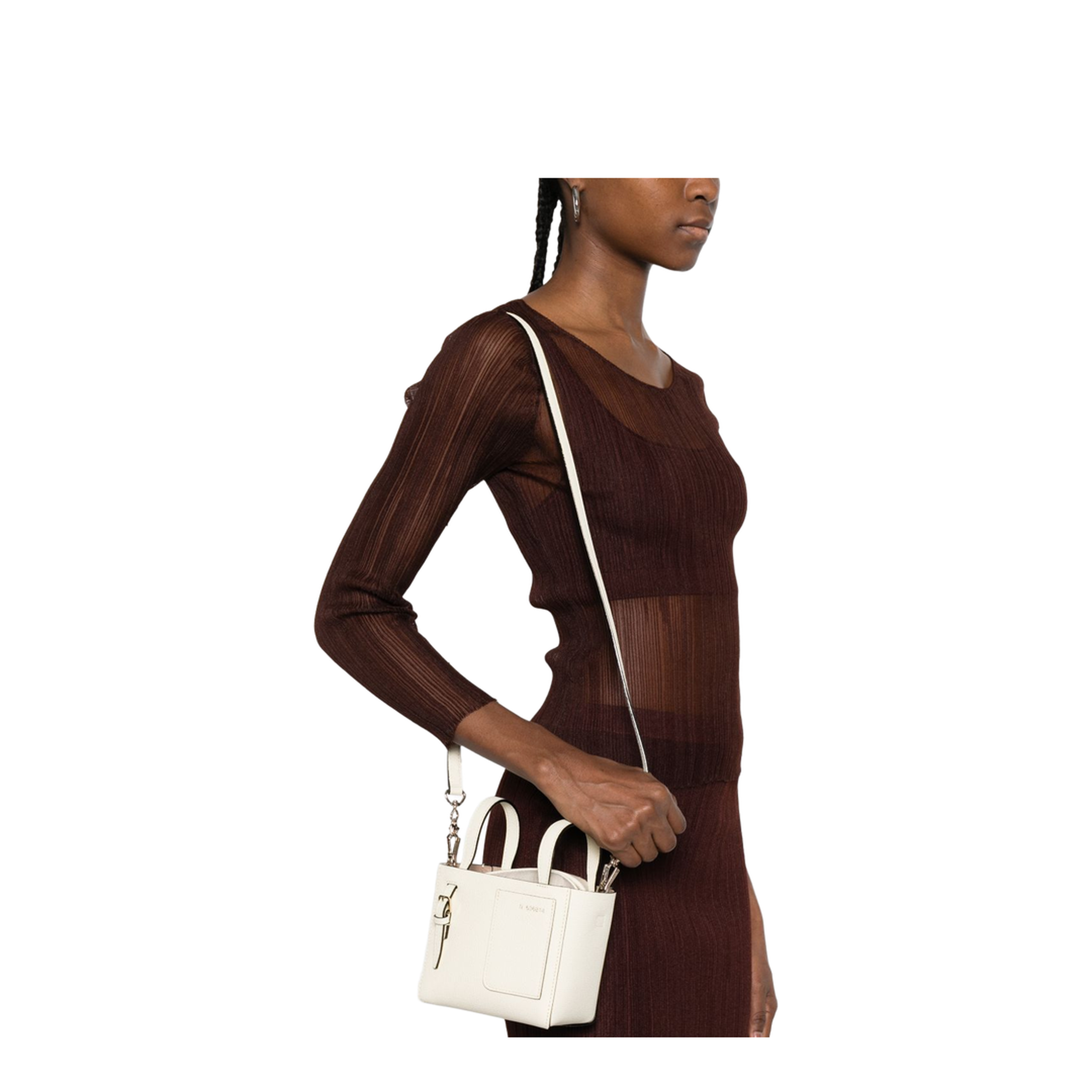 Soft Bucket Nano Bag Millepunte Calf Leather Bucket Bag - Pergamena White