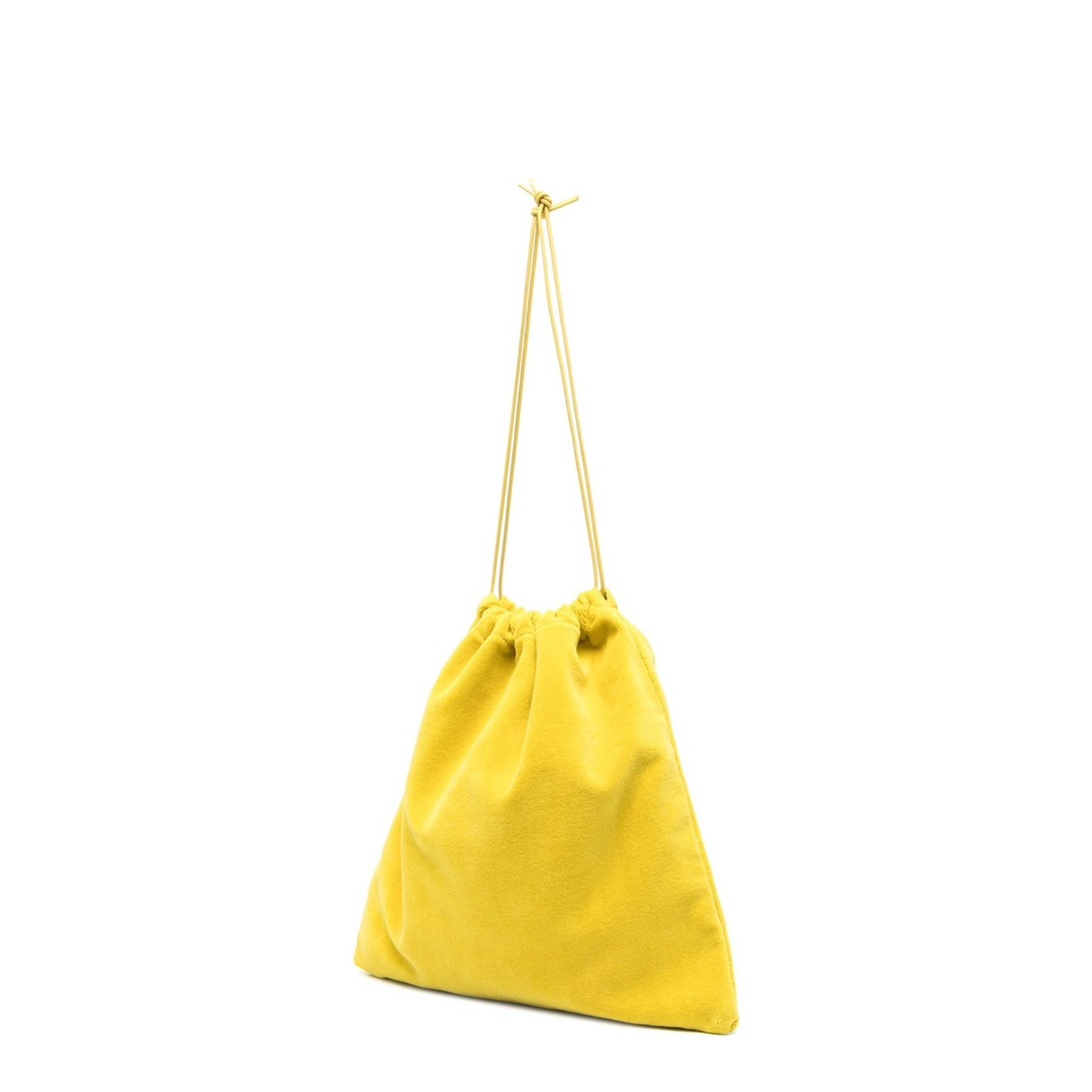 Medium Drawstring Pouch in Terrycloth Yellow
