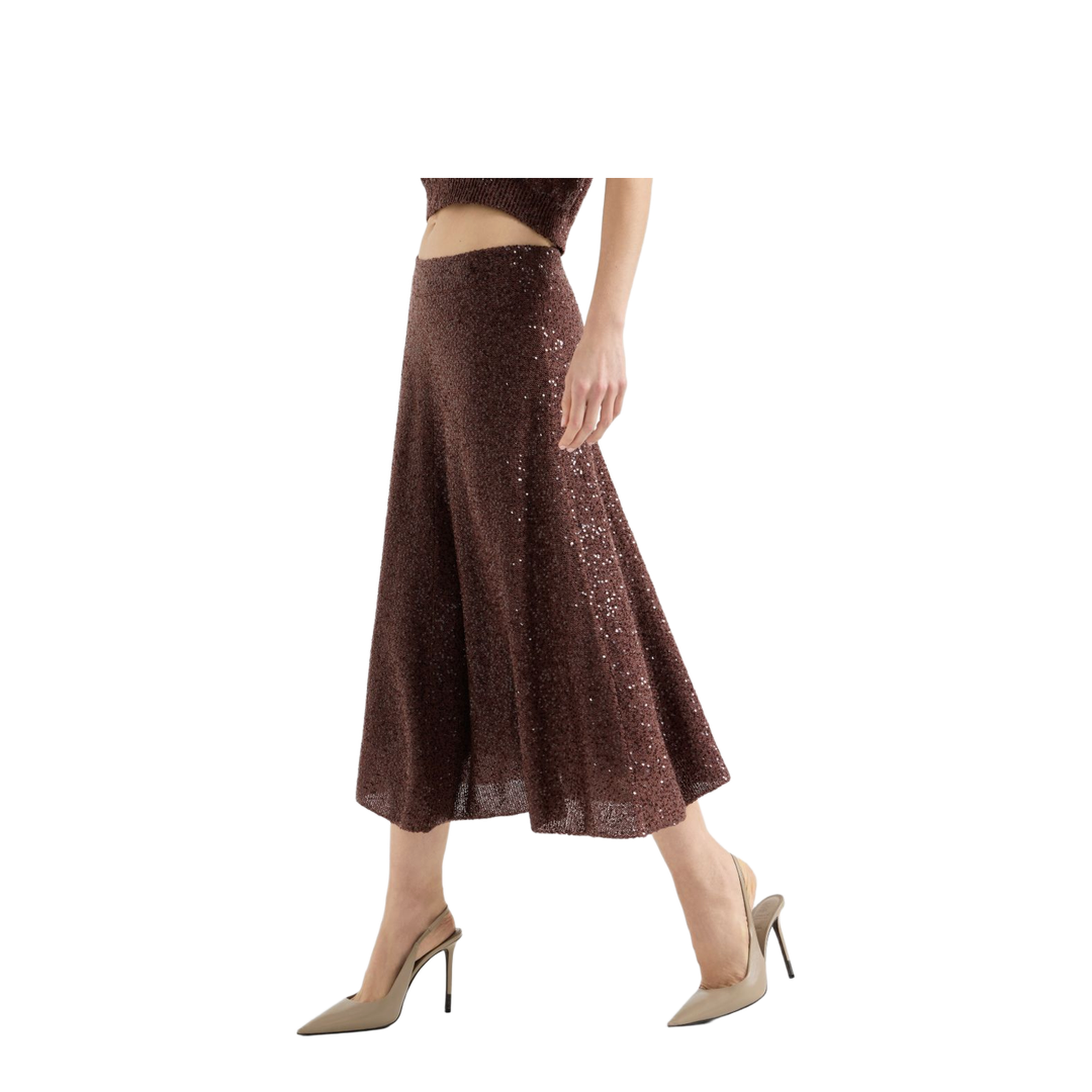 Mid Length A Line Skirt - Brown