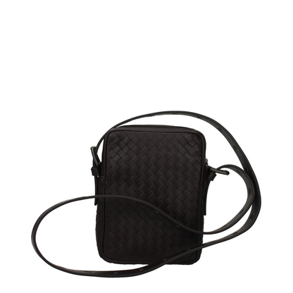 Intrecciato Leather Shoulder Bags - Black