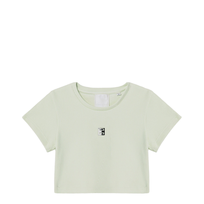 Light Green Ribbed Cropped T-Shirt