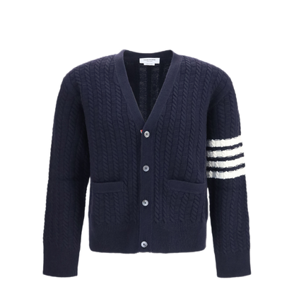 MAYFEYR - Thom Browne - V Neck Sweater With Anchor Embroidery - MKC661AY1005415