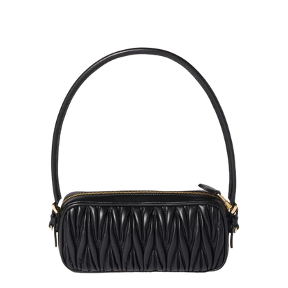 Black Matelassé Nappa Leather Pouch