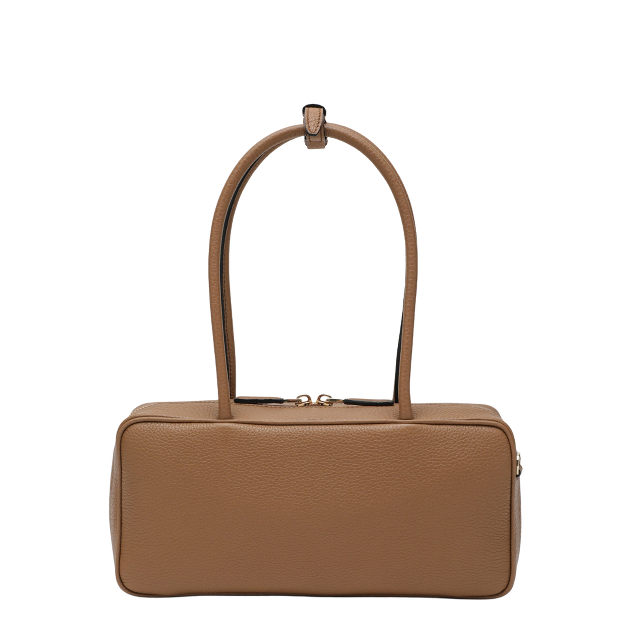 Medium Caramel-Colored Leather Top-Handle Bag