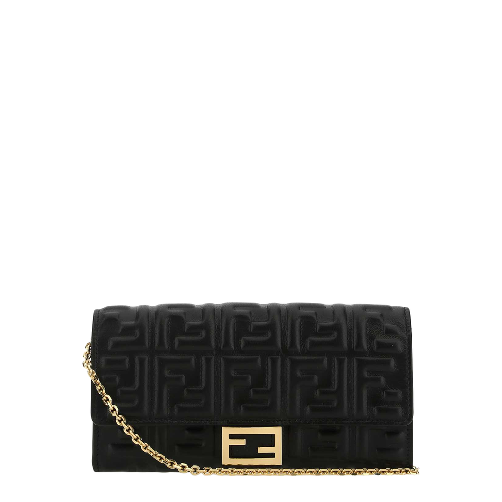 Fendi Baguette Wallet With Thin Chain Crossbody Strap