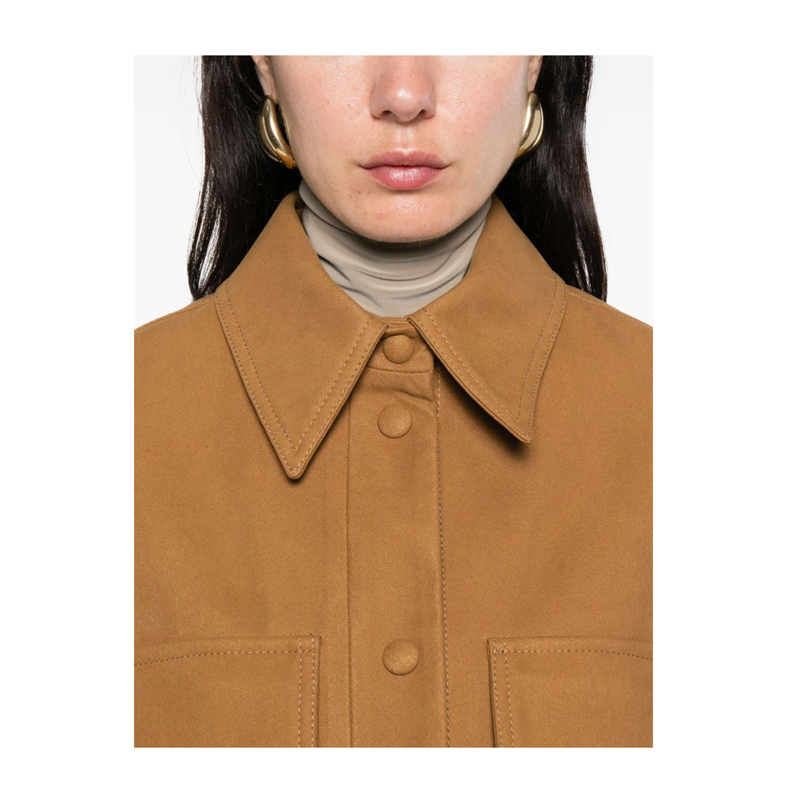 Faux Suede Leather Overshirt