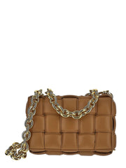 Chain Padded Cassette Shoulder Bag, Gold Hardware