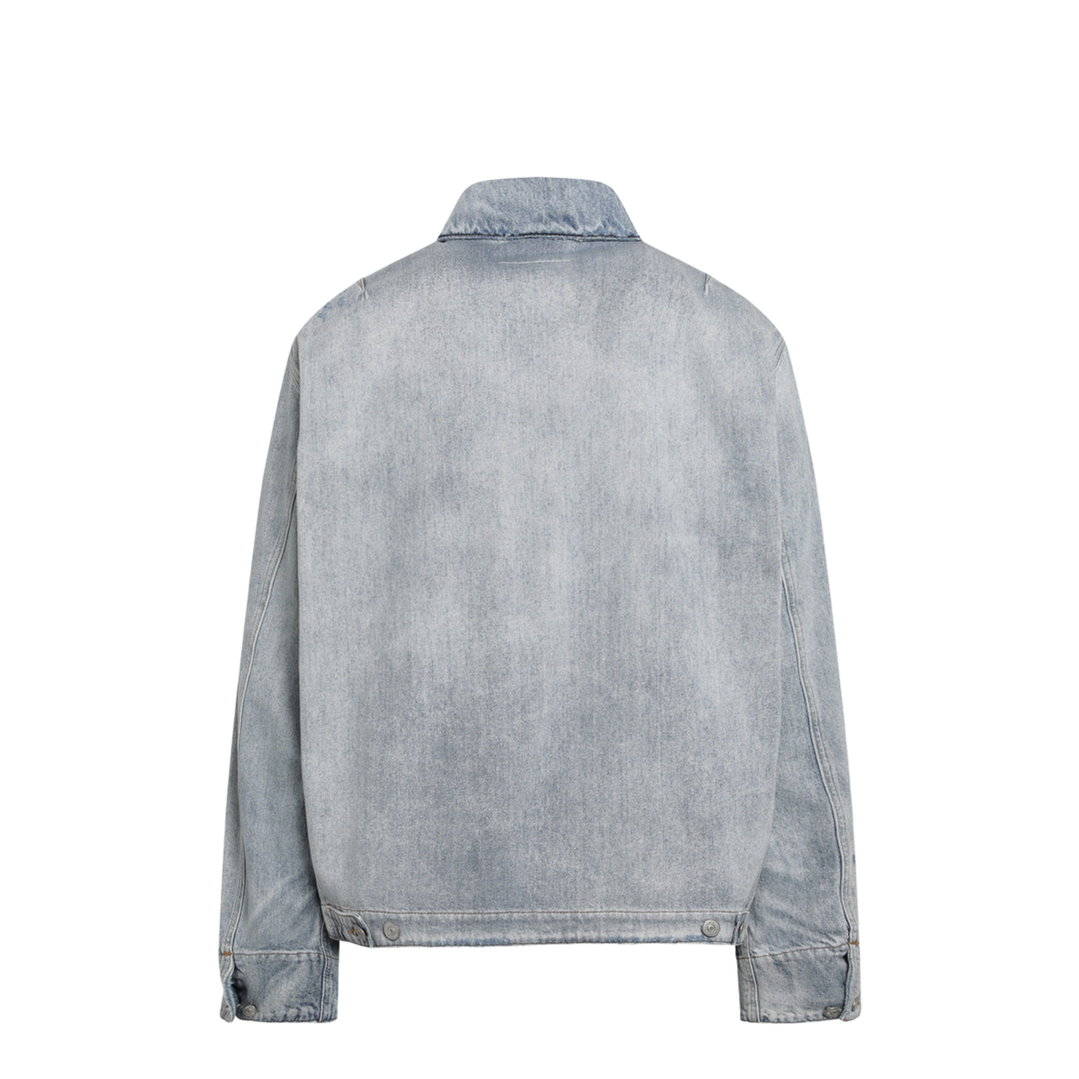 Washed Blue Zip-Up Denim Jacket