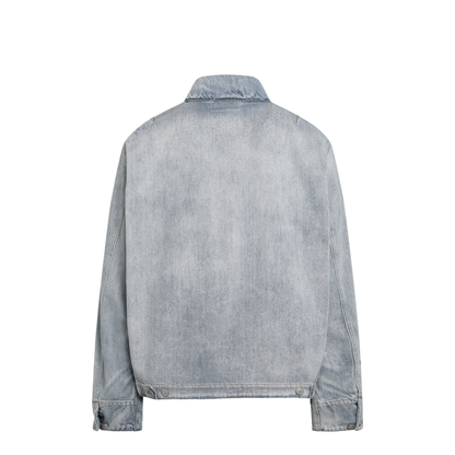 Washed Blue Zip-Up Denim Jacket