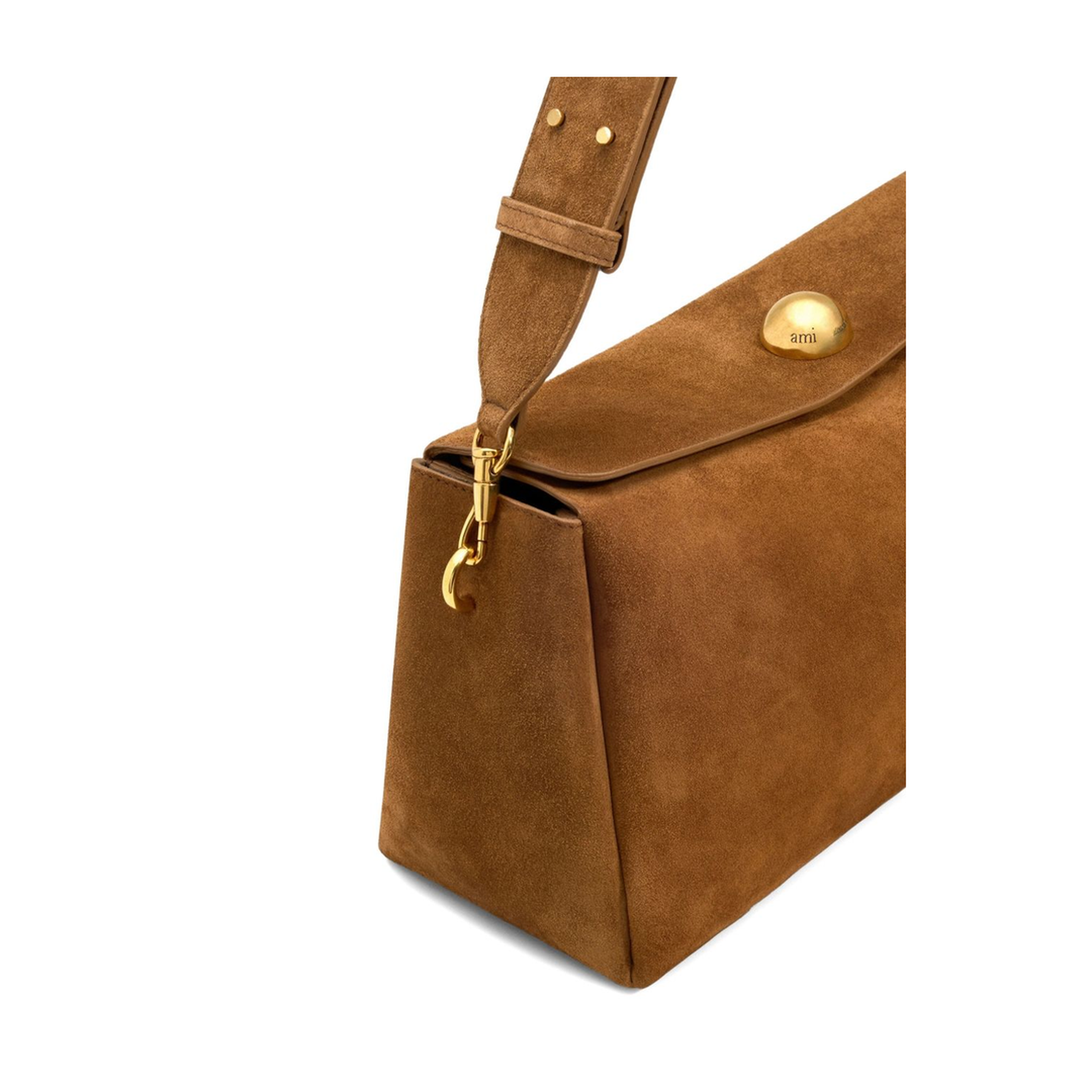 Hazelnut Brown Suede Leather Carrousel Medium Bag