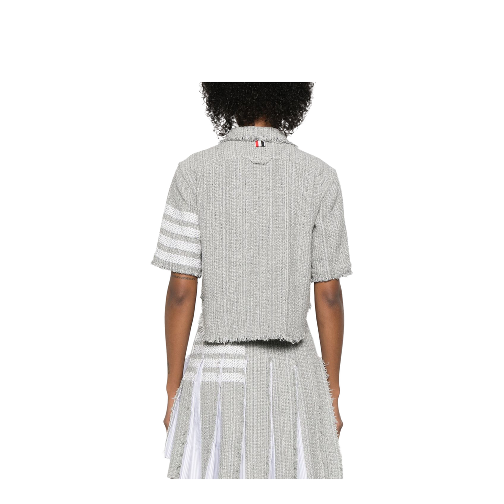 Solid Tweed 4-Bar Cropped Shirt Jacket