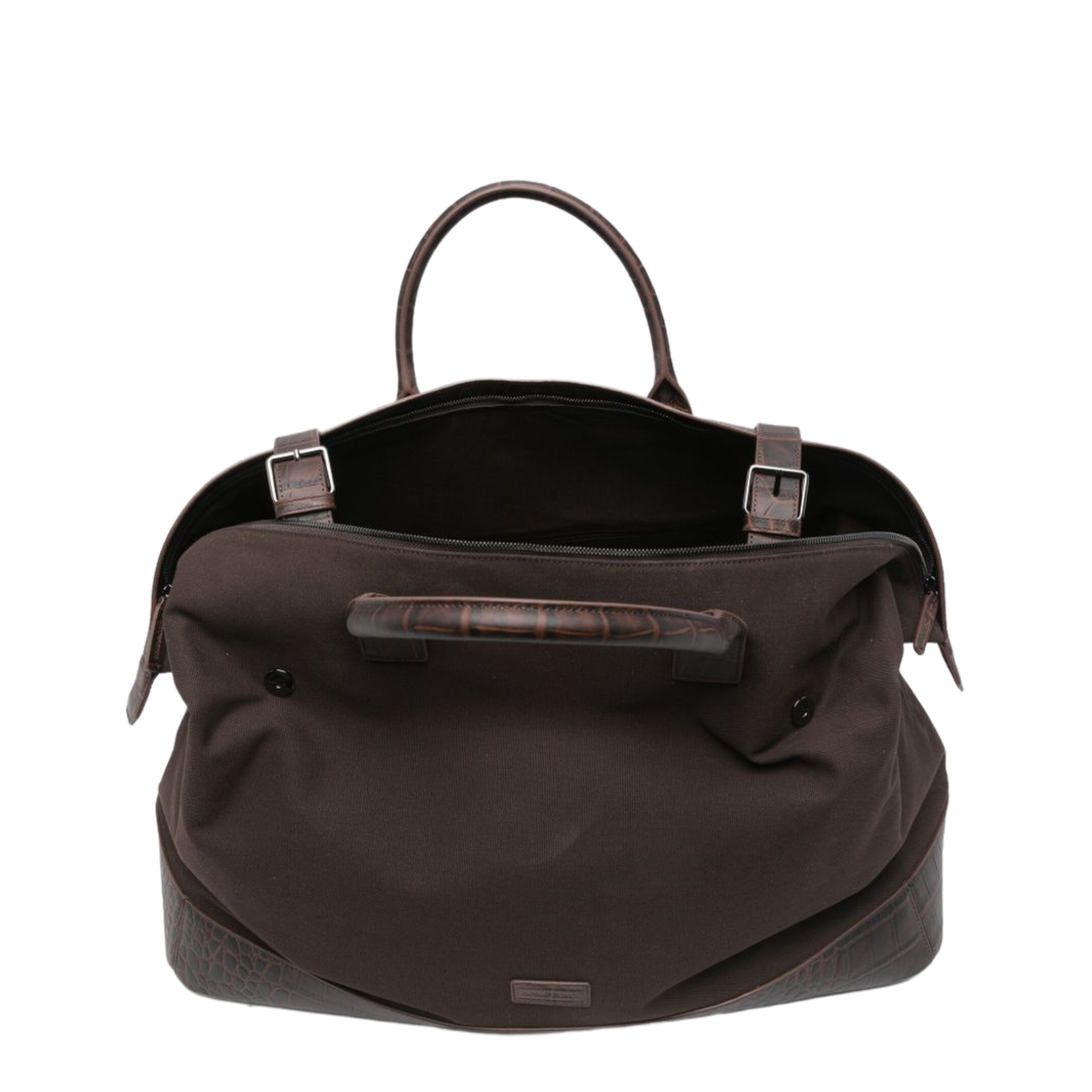 Duffel Bag with Crocodile-Print Leather Details