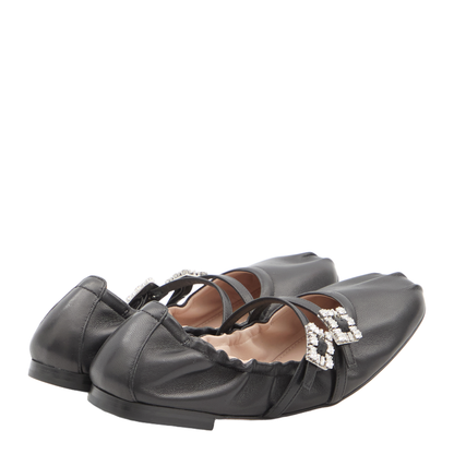 Nappa Ballet Flats with Strass Buck