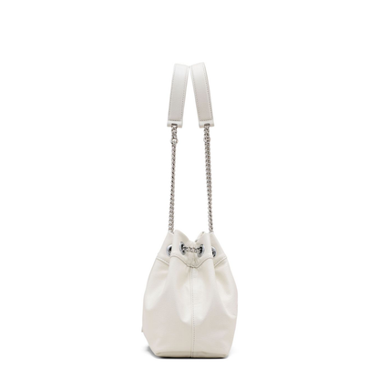 Chain Sack Shoulder Bag In White Leather