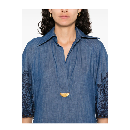 Coco Embroidered Denim Dress