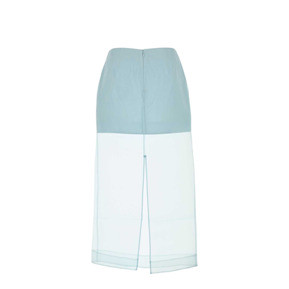 Pastel Light Blue Organza Crush Layered Skirt