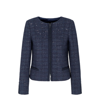 Lurex Tweed Zip-Up Jacket with Micro Sequins