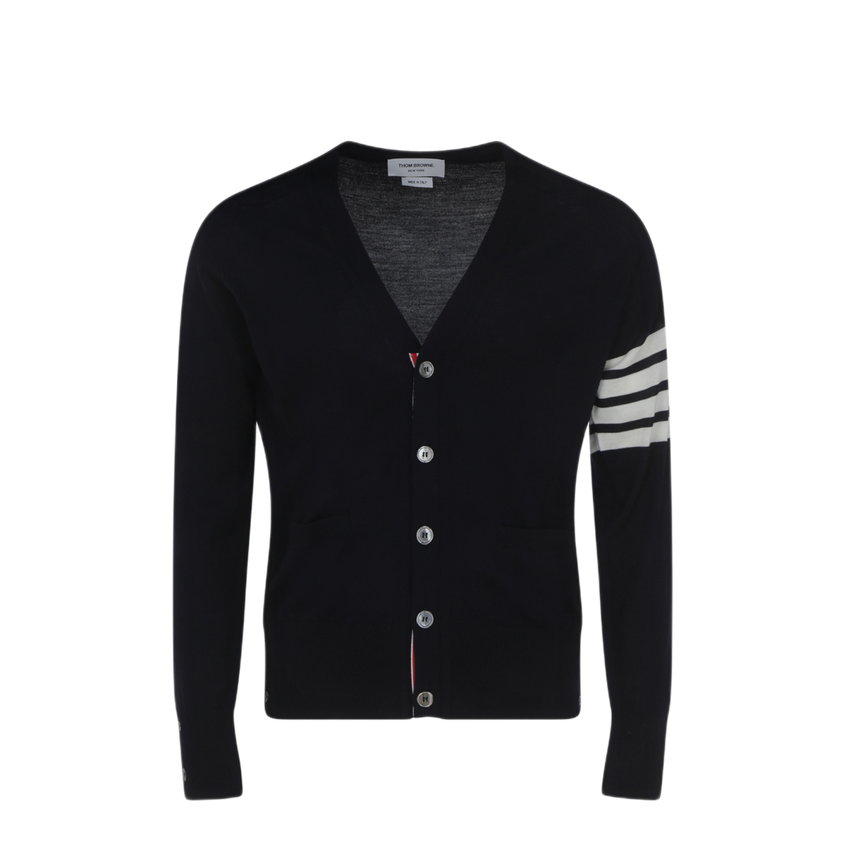 4-Bar Stripe Sustainable V-Neck Cardigan