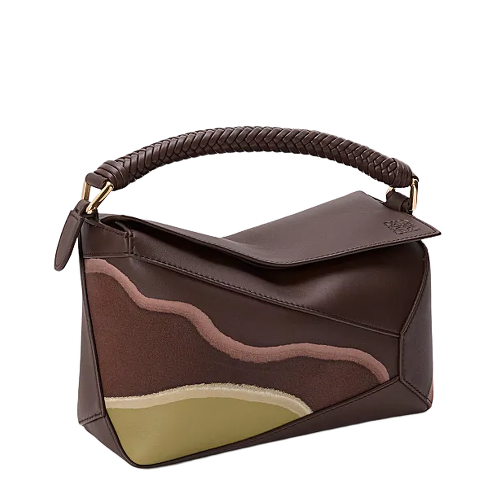 Small Puzzle Edge Landscape Bag in Nappa Calfskin Brown