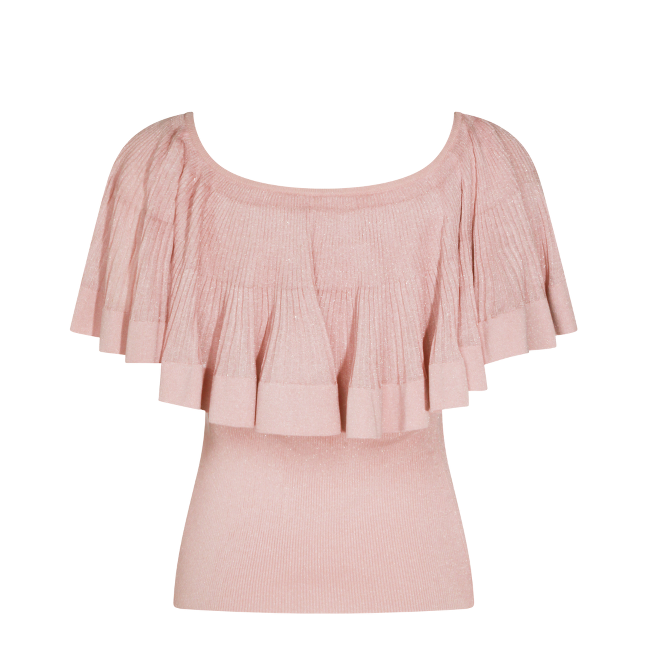 Luna Pleated Frill Top Pink