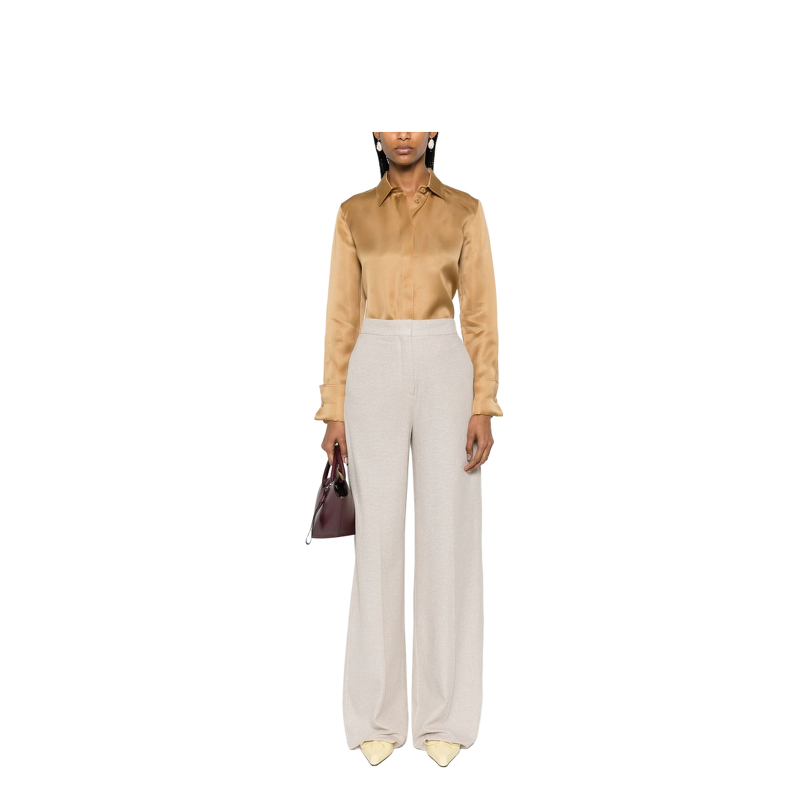 Linen Blend Wide-Leg Trousers