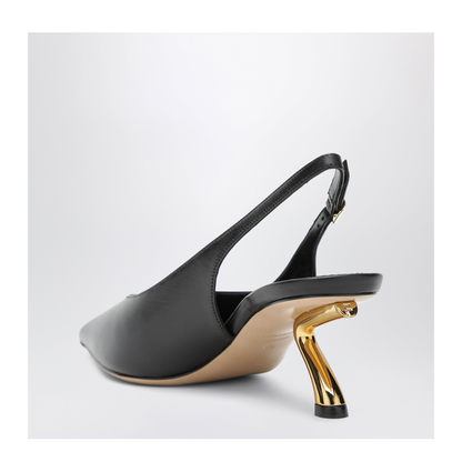 Black Slingback with Sculptural S Heel