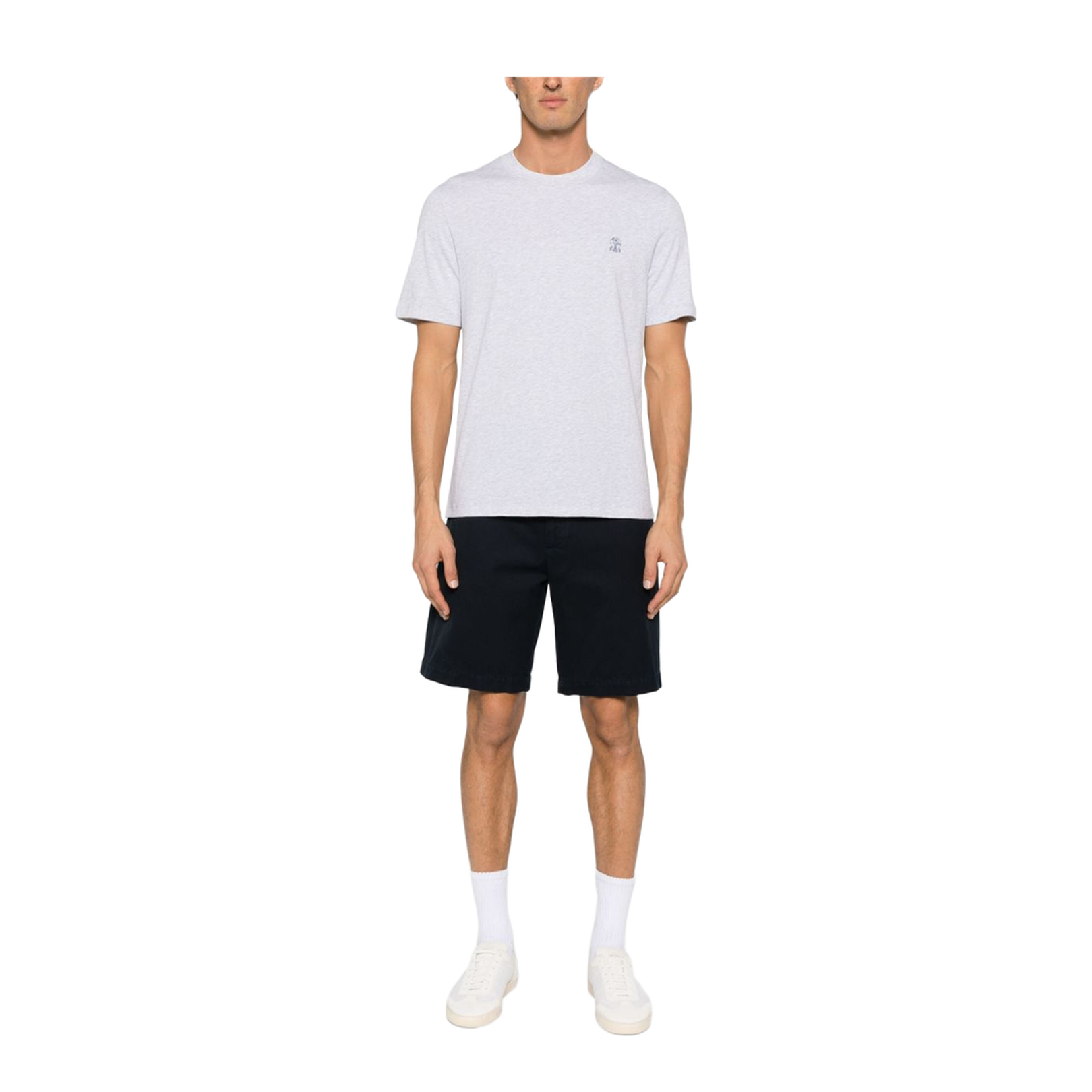 Navy Blue Cotton Twill Bermuda Shorts