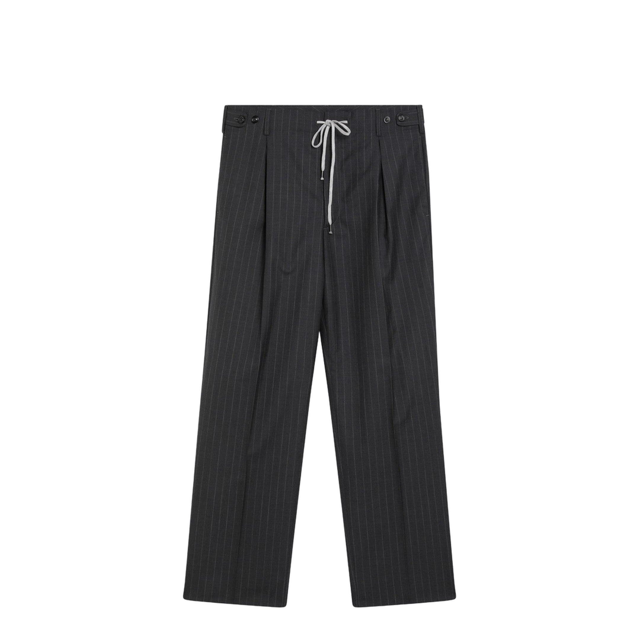 Pinstripe Wool Drawstring Trousers