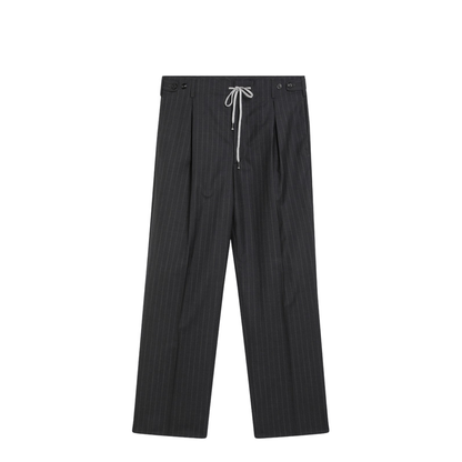 Pinstripe Wool Drawstring Trousers