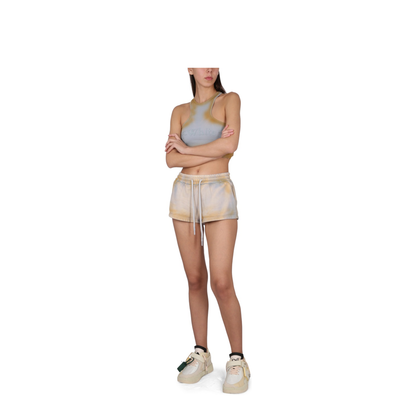 Tie Dye Cotton Shorts Beige Ice-Colored