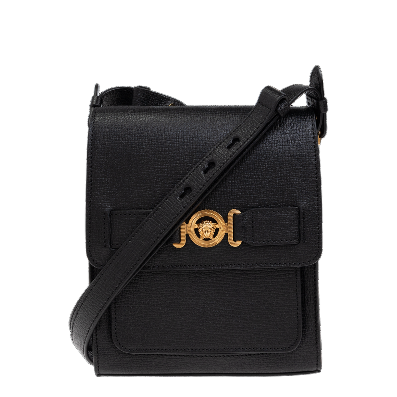Leather Messenger Bag - Black