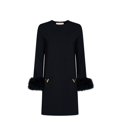 MAYFEYR - Valentino - V Logo And Feather-Detail Knitted Dress - BKC72MA2Q