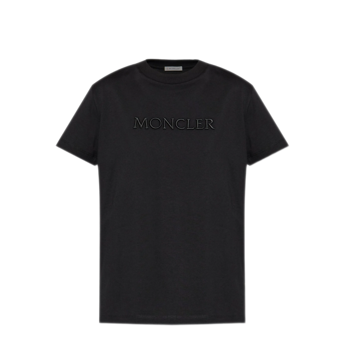 Black Embroidered Tonal Logo Cotton T-Shirt