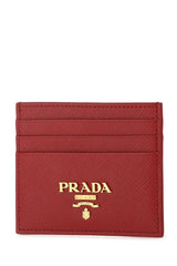 Saffiano Leather Cardholder, Gold Hardware