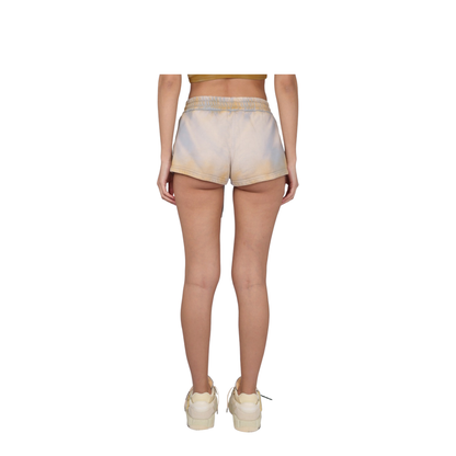 Tie Dye Cotton Shorts Beige Ice-Colored