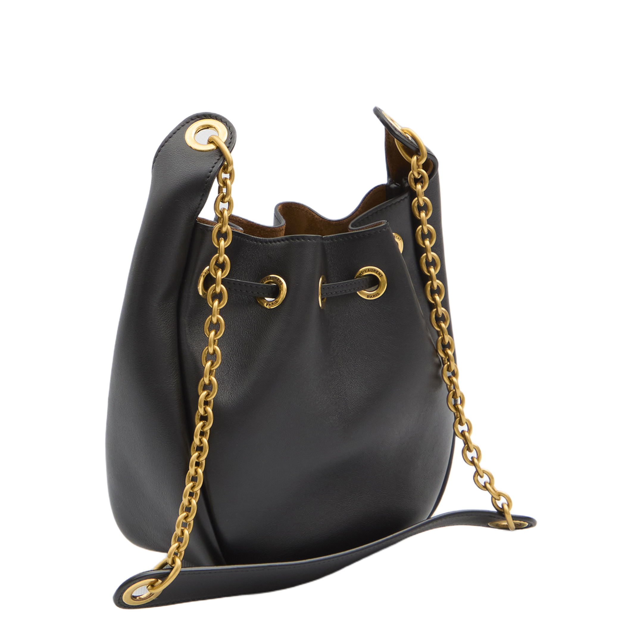 Supple Medium Leather Bucket Bags - Black