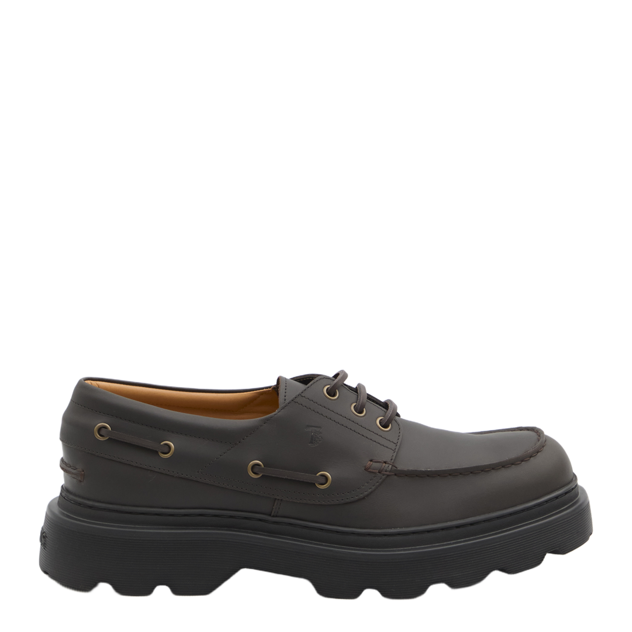 Coffee Brown Front Button Fastening Moc Stitching