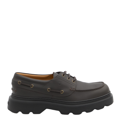 Coffee Brown Front Button Fastening Moc Stitching