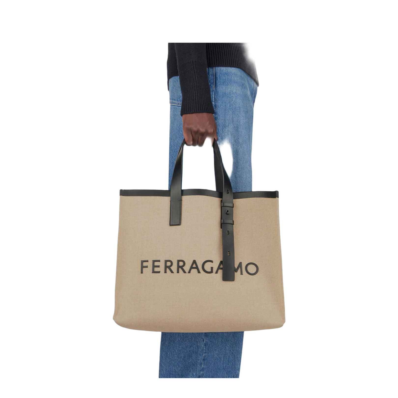 Logo-Embossed Leather Tote
