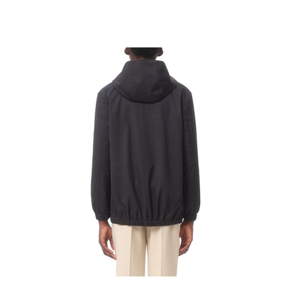 Nylon Hooded Jacket With Vlogo Patch