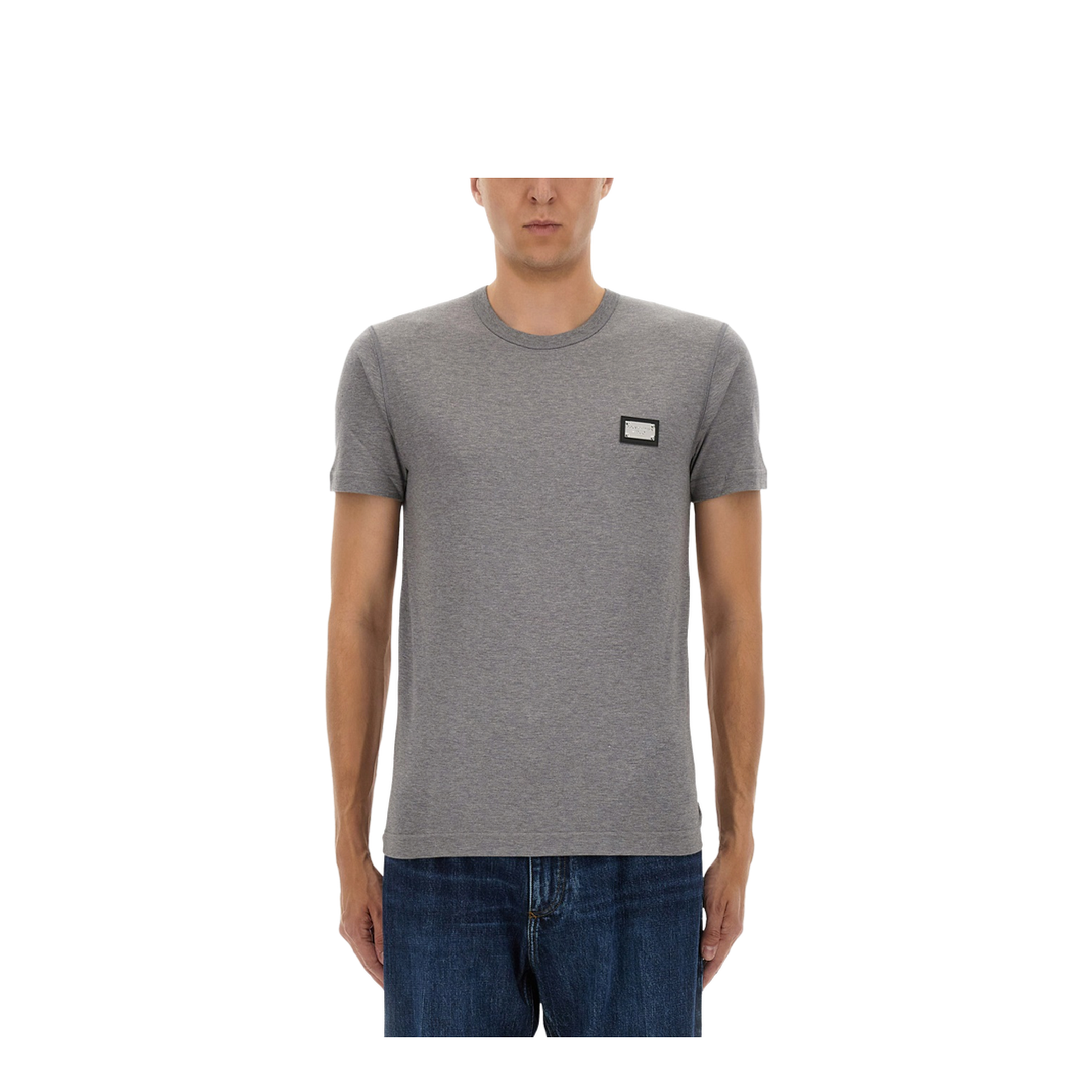 Cotton T-Shirt with Logo Plaque