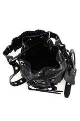 Le Cagole XS Bucket Bag in Black, Silver hardware