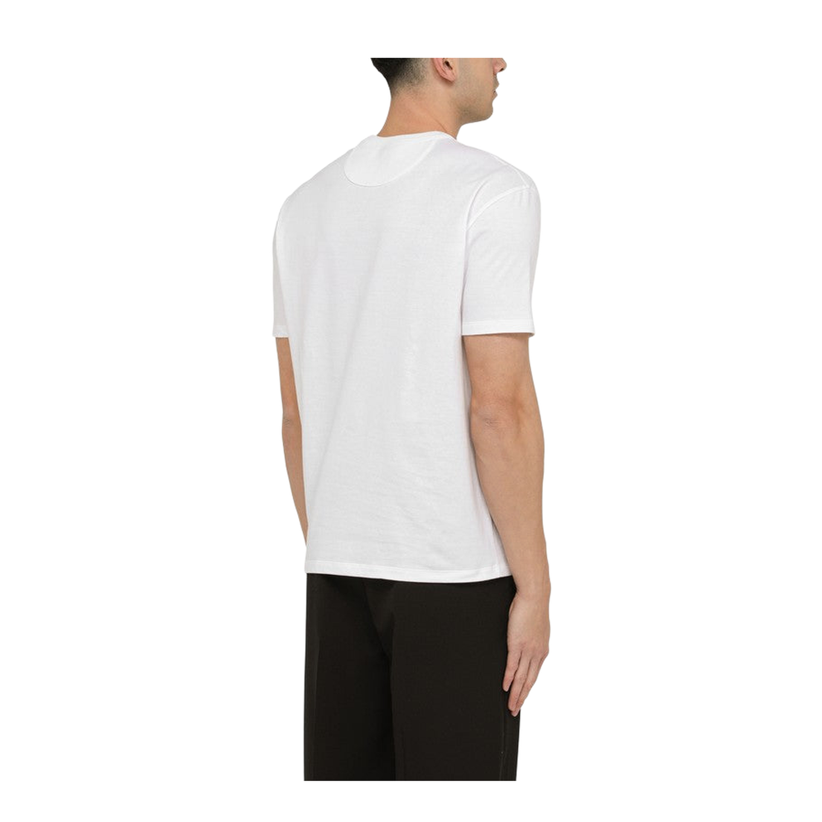 White Cotton Crew-Neck T-Shirt with Embroidery