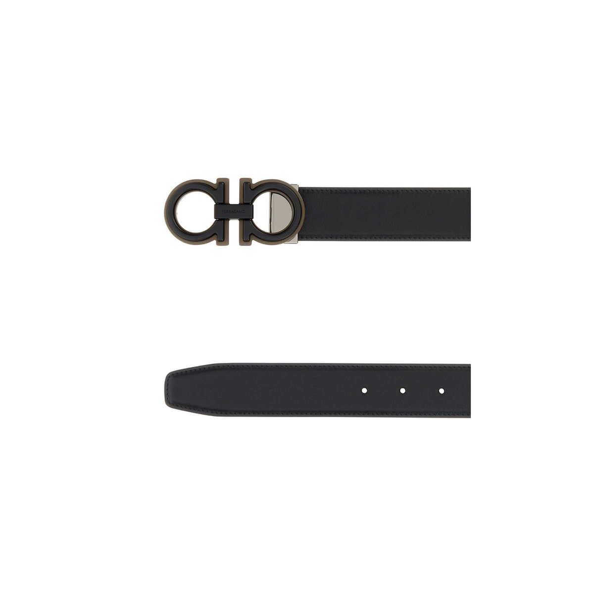 MAYFEYR - Ferragamo - Black Leather Reversible Belt - 67A254797486NEROSOYSEED