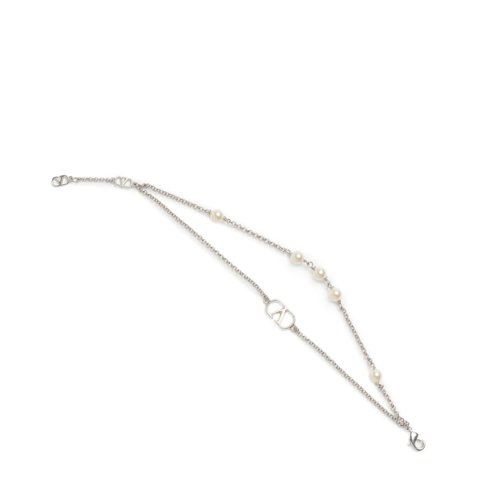 Vlogo Signature Metal Bracelet With Swarovski Pearls