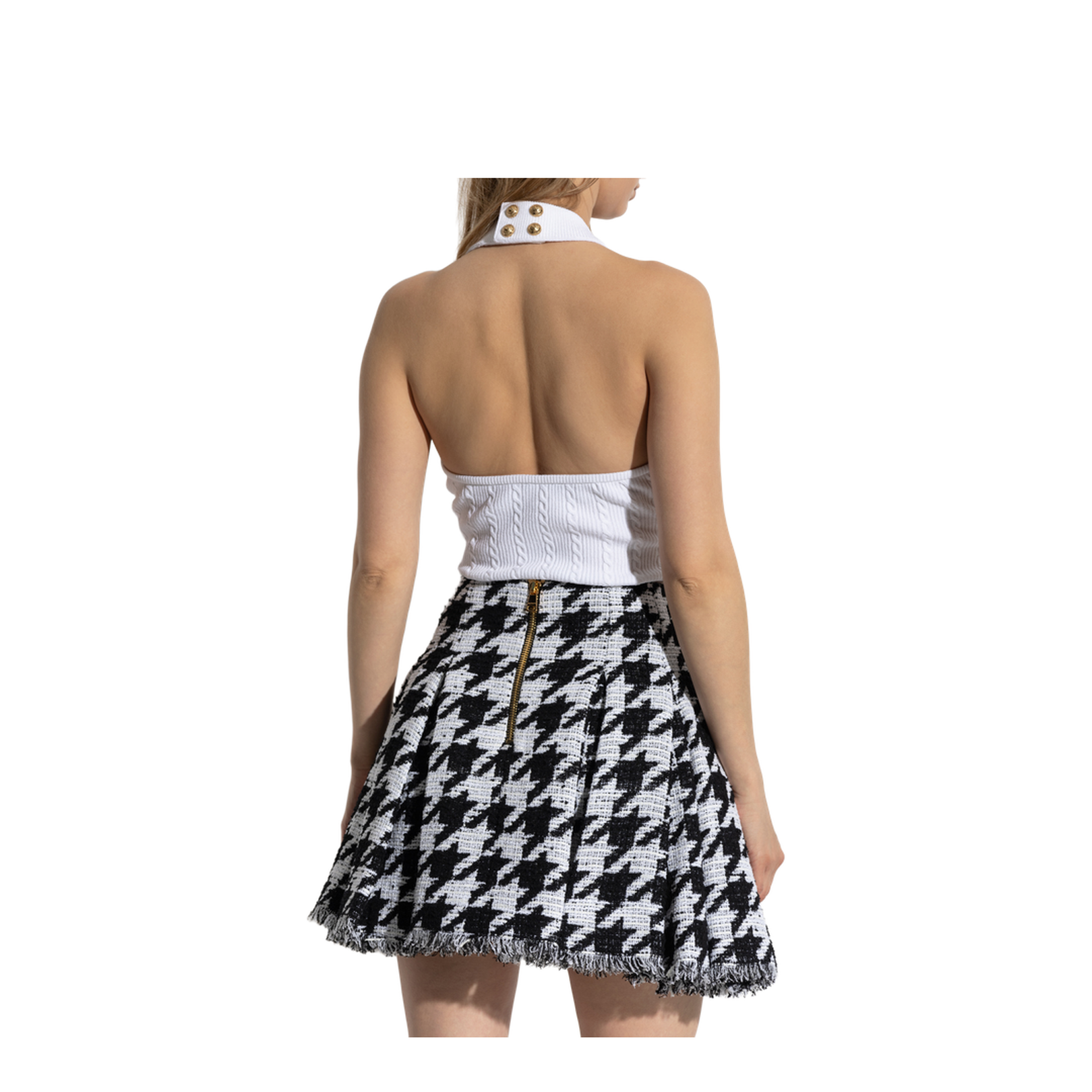 Cable-knit Halterneck Top White