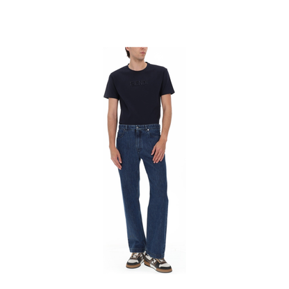 Blue Straight-Cut Jeans