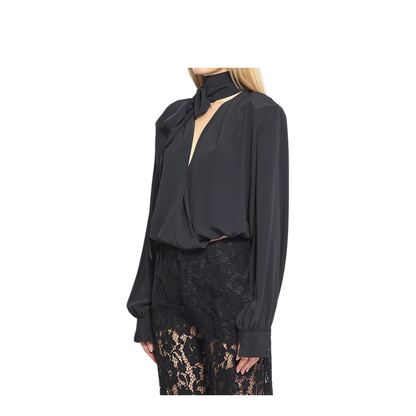 MAYFEYR - Federica Tosi - Black Wrap Blouse With Scarf - 4110341229